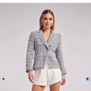 Generation Love ELIZA TWEED BLAZER Color: White/Indigo size Medium